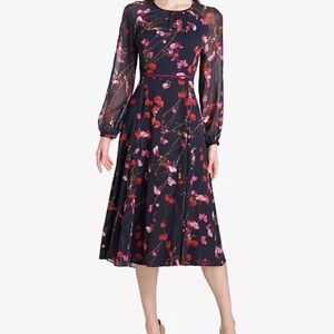 Tommy Hilfiger Floral Chiffon Midi Dress